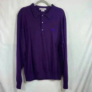 Martin 100% Italian Purple Merino Wool Golf Pull Over Sweater, Size XL.